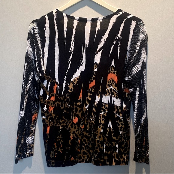 Peter Nygard Animal Print Sweater Top MP M P Medium Petite - Picture 4 of 5